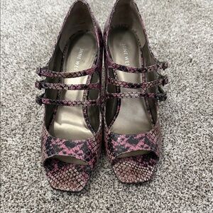Nine West Pink and Black Snakeskin Heels